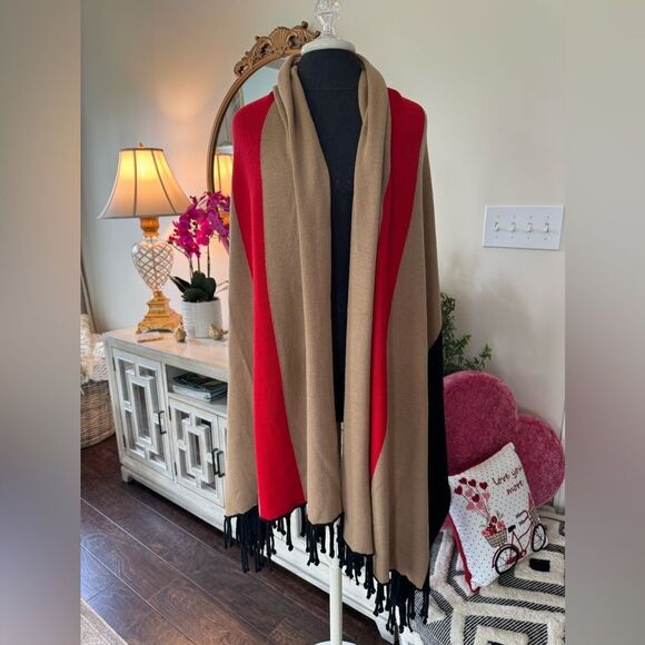 Black red and camel wrap one size - Picture 1 of 4
